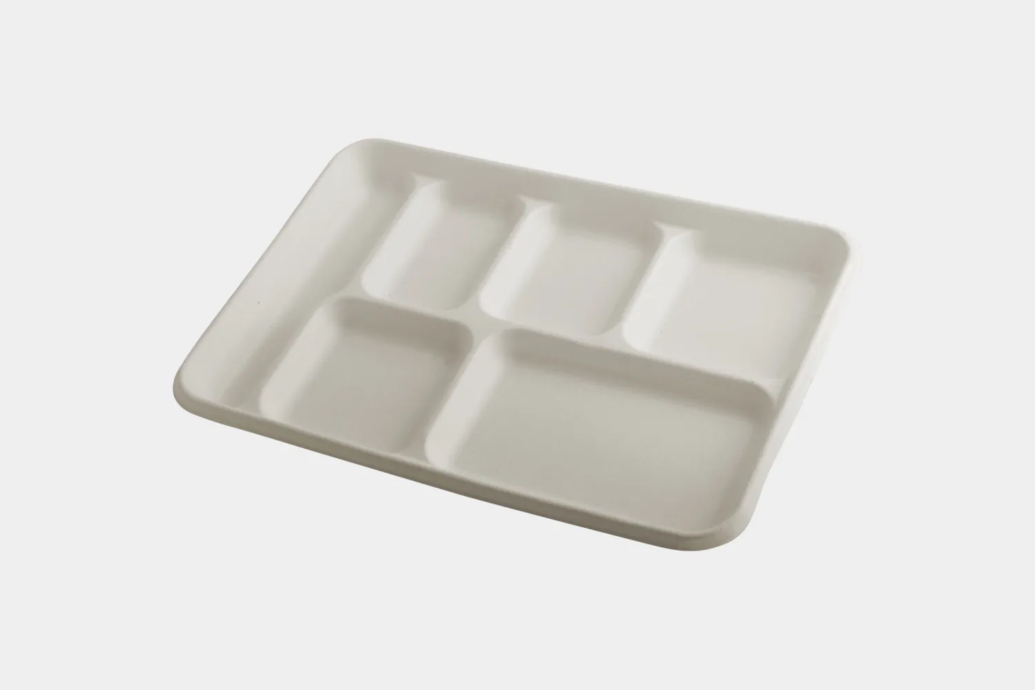 6 Compartment Bagasse Lunch Tray With Utensils Space Front View - Ecolates