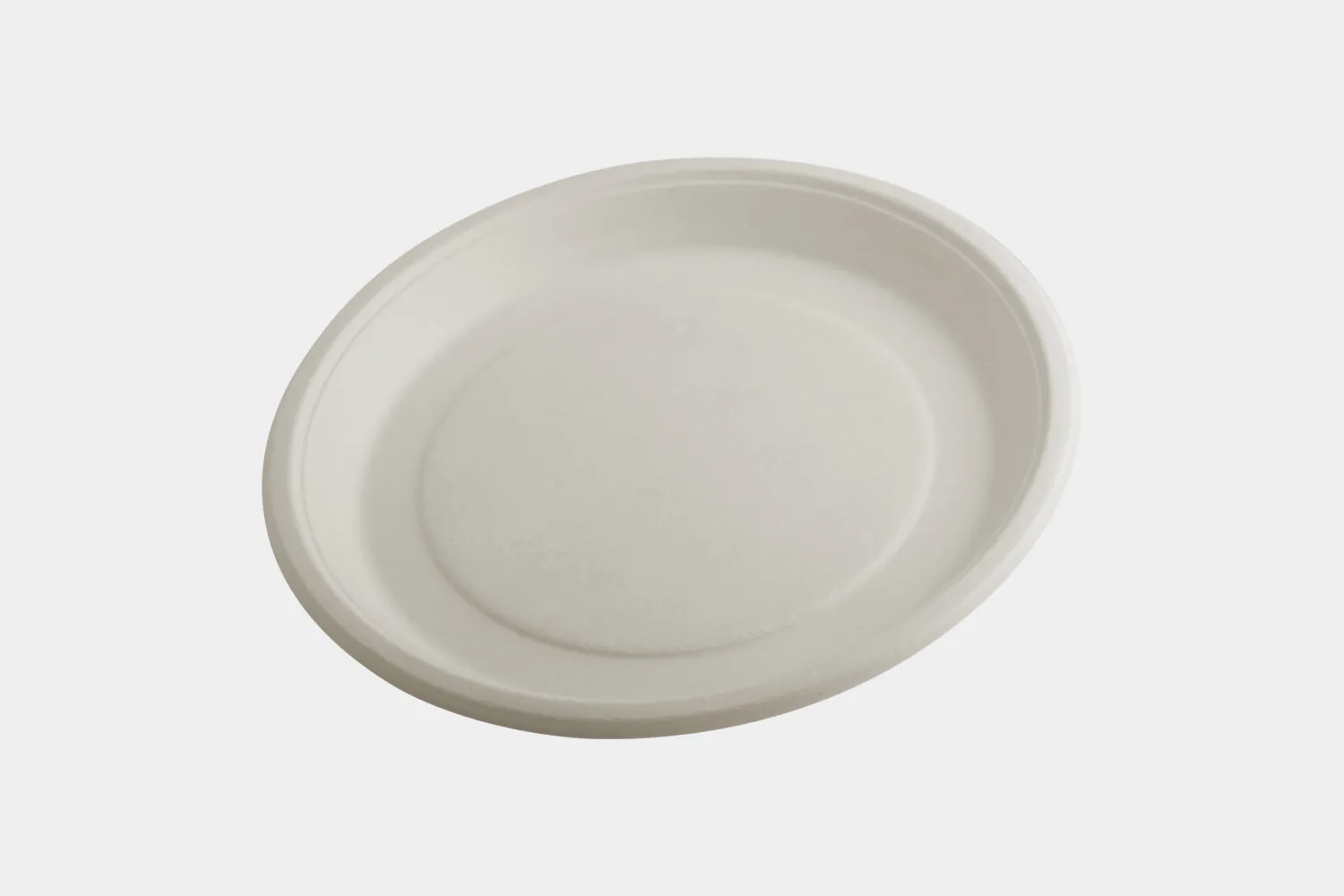 Flat Round Bagasse Plate Front View - Ecolates