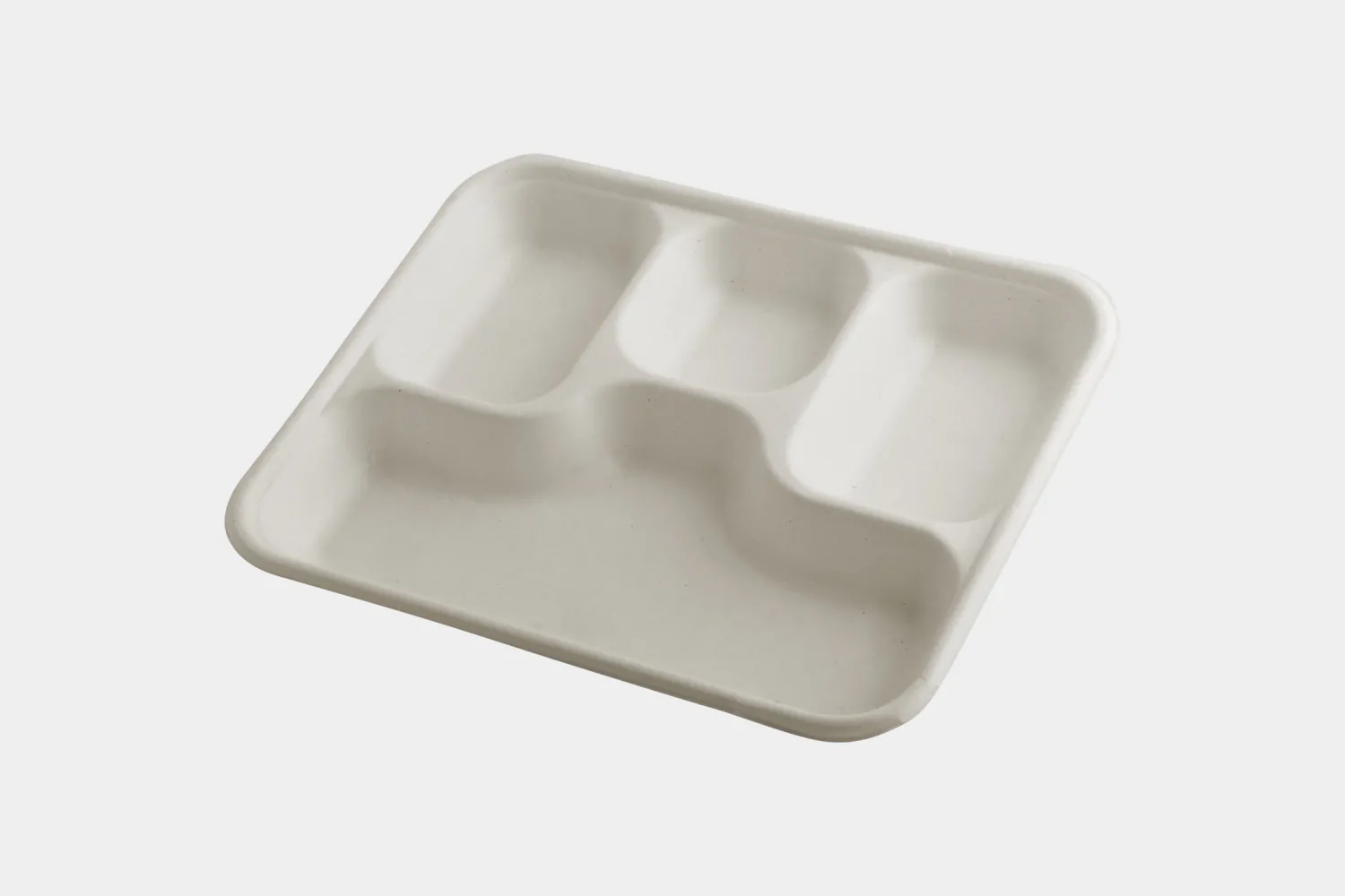 Four Section Sugarcane Bagasse Plate Front View - Ecolates