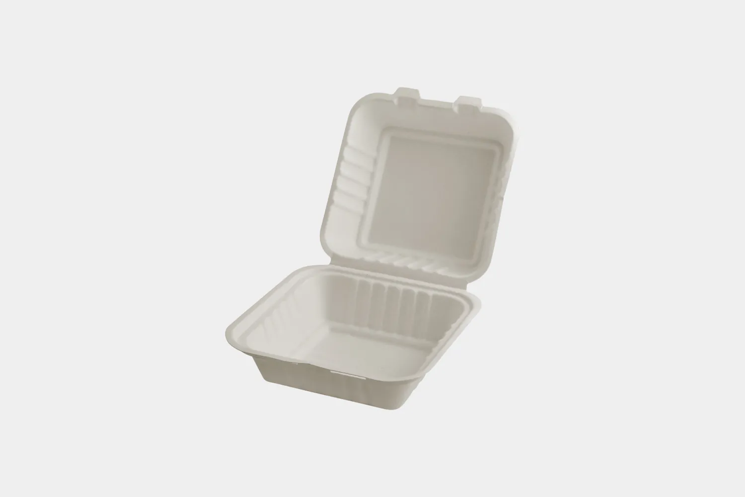 Square Bagasse Food Container with Lid Front View - Square Bagasse Food Container with Lid Side View - Biodegradable Food Containers by Ecolates